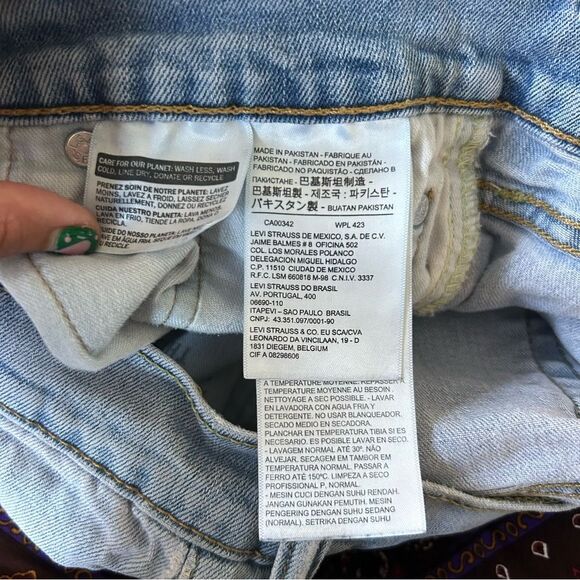 Women's Light Blue Distressed Straight Leg Jeans - Picture 10 of 13